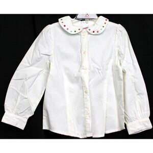 2007 Gymboree Cupcake Cutie White Shirt Blouse Embroidered Dots Button Up Sz 5